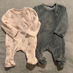 Set of 2 pajamas velvet 0months NB 50cm